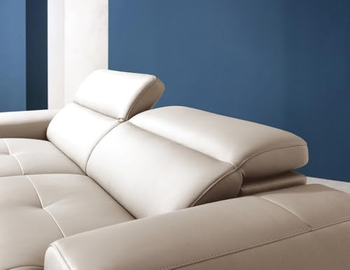 Image of Fabrique Rustic Leatherette 3 Seater Sofa Set with Puffy Moden Design Off White | Moveable Headrest | Stylish Home Office & Living Room Furniture | Lightweight Design Durable Stainless Steel Legs