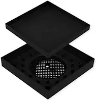 Ralo Oculto Invisível para Piso de Banheiro, Cozinha, área Seca Piso Porcelanato Inteligente, 10x10cm, Sistema Sifonado Impede a Sujeira, Tampa Revestível, Preto