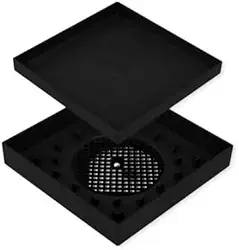 Ralo Oculto Invisível para Piso de Banheiro, Cozinha, área Seca Piso Porcelanato Inteligente, 10x10cm, Sistema Sifonado Impede a Sujeira, Tampa Revestível, Preto