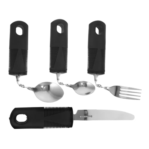 OATIPHO Elderly Feeding Tableware Weighted Silverware Set Comfort Grip Fork Spoon Knife for Disabled Users -  E0231503WR