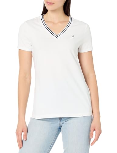 Catálogo para Comprar On-line Ropa de Náutica para Mujer comprados en linea. 50 Nautica - Playera de Manga Corta con Cuello en V para Mujer, Blanco Brillante, M