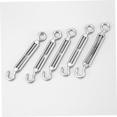 5 unidades Tensor para cable de acero inoxidable con tornillo Bloom y gancho para cable y cuerda de acero miniatura 4
