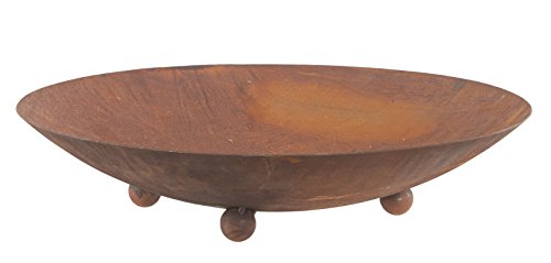 Modern Style Outdoor Portable Flat Metal Wood Fire Pit with Small Round Legs (Materials: Steel, Color Rustic)