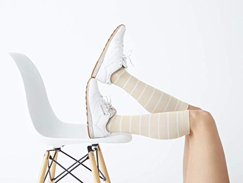 COMRAD | Premium and Stylish Compression Socks for Multipurpose Wear (Almond/Milk Stripe, Small)