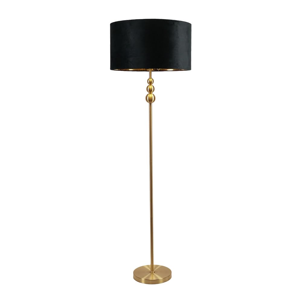 Valuelights Unisex Black Marissa Gold Stacked Ball Floor Lamp With Velvet With Gold Inner Shade & Bulb In
