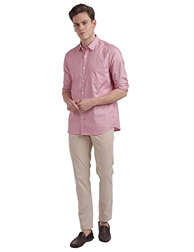 Image of Colorplus Men's Cotton Blend Solid Pattern Contemporary Fit Flat Front Casual Trouser