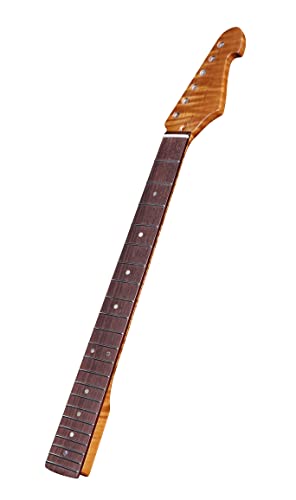 Leo Jaymz Electric Guitar Neck Supreme Series - Selected Roasted Flame Maple Neck And Rosewood Fingerboard - 22 Frets, 9.5","C" Shape (Supreme St Rosewood) #TOP1