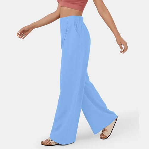 sandbank Women's High-Waisted Wide Leg Cotton Pants Casual Loose Fitted Palazzo Pants 2024 Summer Beach Vacation Wear3