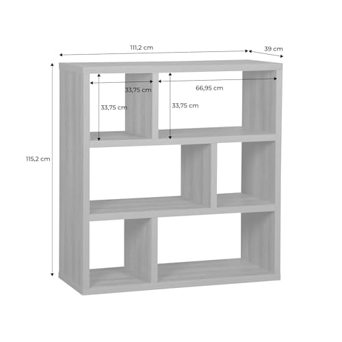 Libreria Asimmetrica A 3 Livelli Con 6 Vani, Albero Di Mango - 3