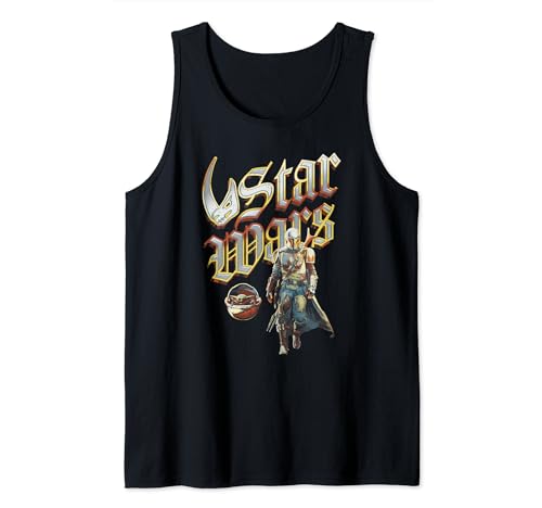 Camiseta de tirantes Star Wars Grogu y Boba Fett de estilo estilizado