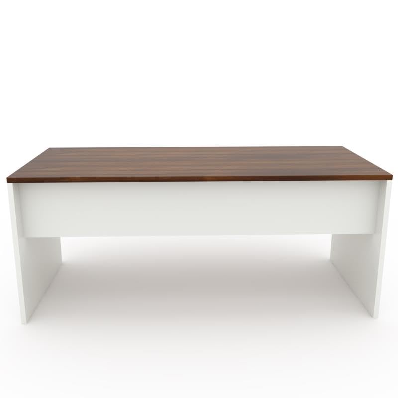 OFICIT Escritorio Mesa de Oficina en Color Blanco con Tablero Nogal, 200x80cm. FABRICACIÓN Nacional.