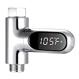 Shower Thermometer, Shower Head Holder Instant-Read Thermometers LED Digital Display for Baby Bath, 360°Rotating Screen Water Temperature Thermometer for Home Bathroom Kitchen