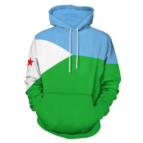 Sweat a capuche pour homme drapeau de Djibouti pull manches longues 3D