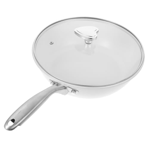 Wok pequeño de cerámica antiadherente Ciieeo con tapa