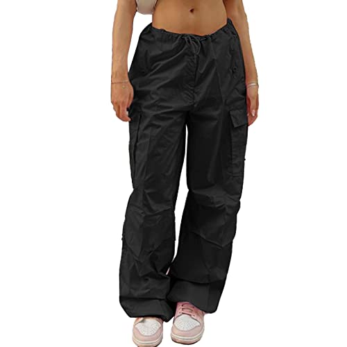 Damen Cargohose High Waist Hose mit Kordelzug & Zwei Arbeitsfächer Damen...