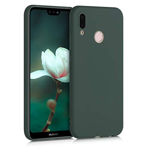 kwmobile Custodia Compatibile con Huawei P20 Lite Cover - Back Case per Smartphone in Silicone TPU - Protezione Gommata - verde muschio