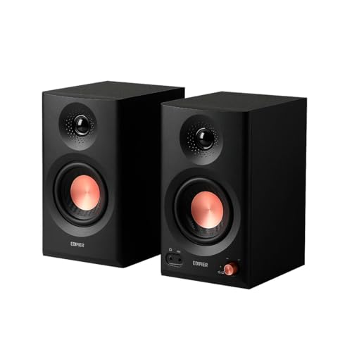 Edifier MR3 - Haut Parleurs de Studio Compacts 2.0, Hi-Res Audio, Bluetooth V5.4, Contrôles physiques, RCA, AUX, Application Mobile, 2x18W, Noir