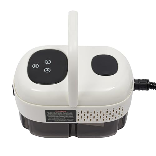 2500W Limpiador de vapor portátil 6 niveles máquina de limpieza a vapor a alta temperatura con cabezales de cepillo y guantes para sofá, coche, refrigeradores, aire acondicionado, color blanco