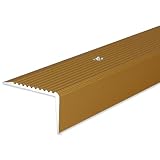 PROVISTON Bordo per scale, 20 x 40 x 1200 mm, profilo angolare per scale, in alluminio anodizzato, colore oro forato