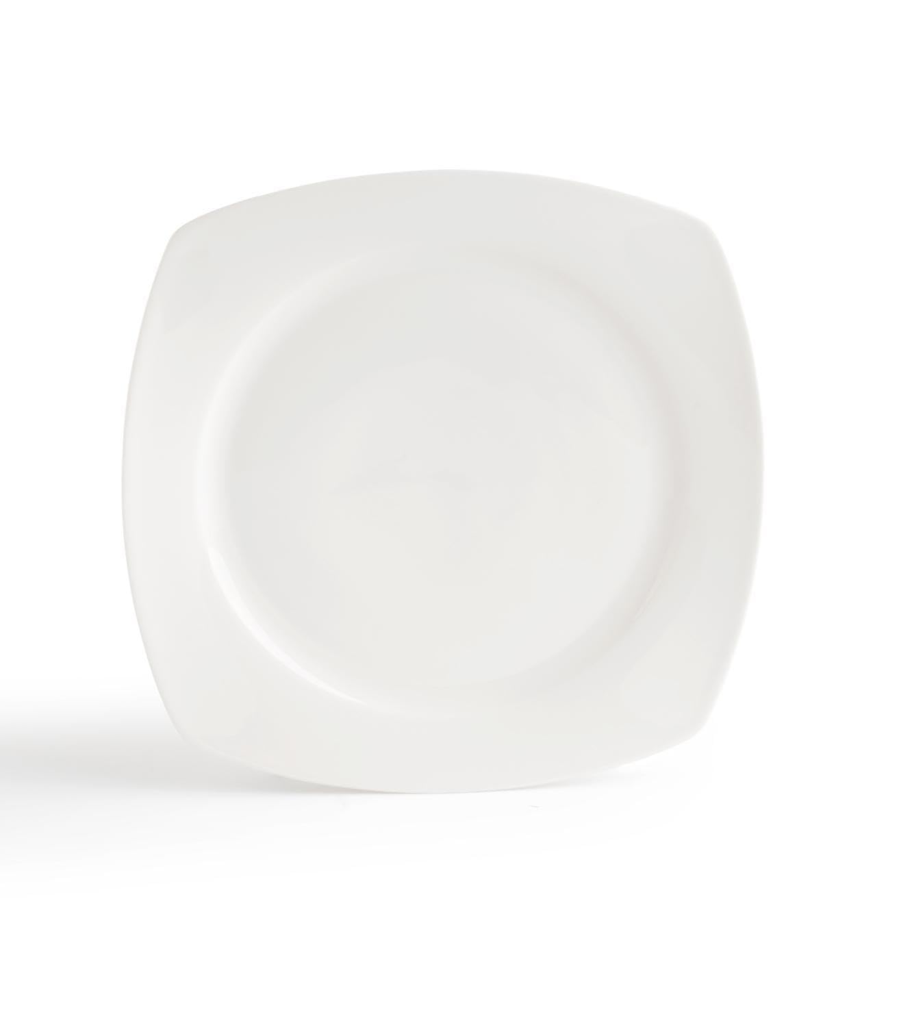 Speiseteller - 28 x 28 cm - Weiß - Bone China - eckig - 12er Set