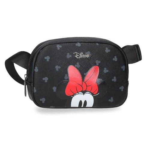 Sac banane Minnie Disney par Joumma en noir 19x13x5cm sacoche ceinture compacte en PU et polyester