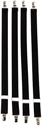 Military 4pk Shirt Stay Garters With Gator Clip BLACK