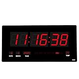 18.5 Inch Large Red Oversized LED Clock with Indoor Temperature, Calendar Display with Date and Day...