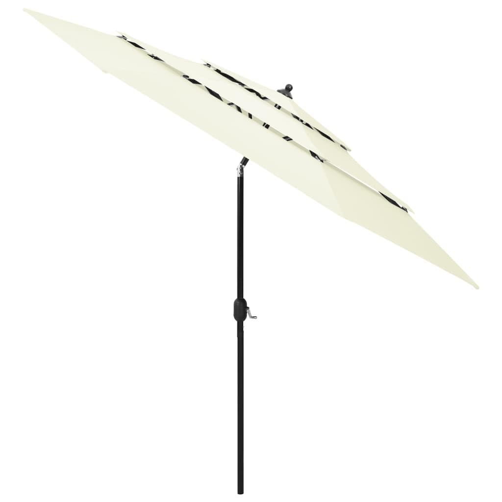 Parasol przeciwsłoneczny z aluminiowym masztem, warstwowa tkanina poliestrowa, kolor piaskowy o średnicy, ochrona przed promieniowaniem UV, na taras, do ogrodu, na zewnątrz, funkcja