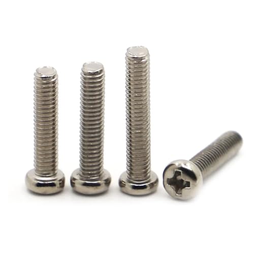 yaoqijie 50/100個 M1 .2 .4 .6 M2.5 M3 M4 GB818 ニッケルメッキ 十字穴付き丸型なべ頭 PMネジ フィリップス機械ネジ lasting(6mm,M1.4 100pcs)