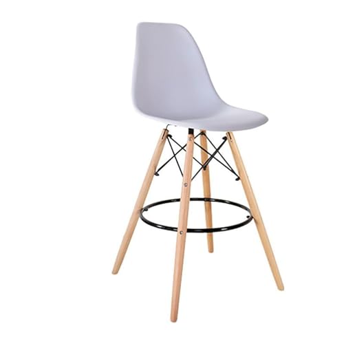 サンワダイレクト カウンターチェア イームズチェア シェルチェア おしゃれ counter chair 木製脚 足置き付き 北欧 木脚 組立簡単 バーチェア キッチン 椅子 (ホワイト)