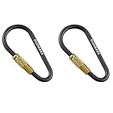 munkees Mini Link Karabiner Schlüsselanhänger - Ø 3 x 48 mm mit Schraubverschluss (2 x Schwarz)