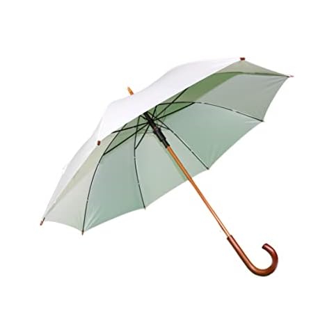 Hochwertiger Regenschirm aus Holz/Stockschirm, Automatik in weiss Cover