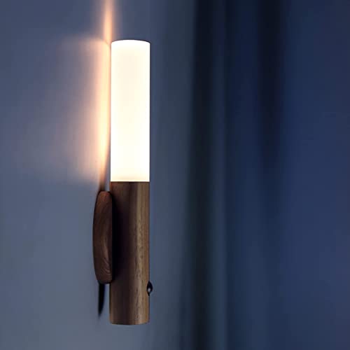 Schindora Motion Sensor Night Lights, Magnet Body Sensor Hallway Wooden Wall Sconce - Image 2