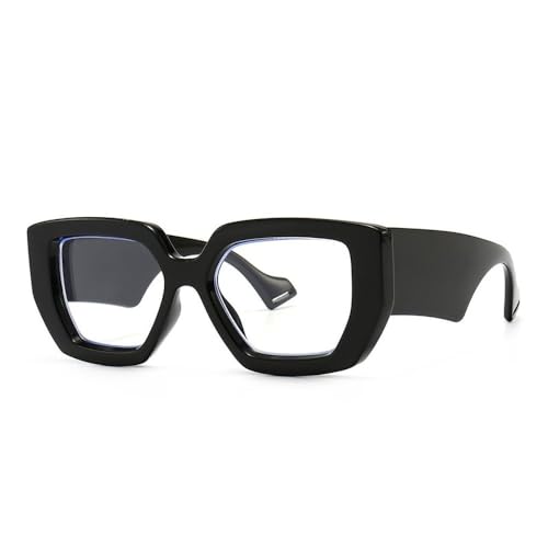 Monture de lunettes carrée noire pour femme avec verres transparents anti-UV400