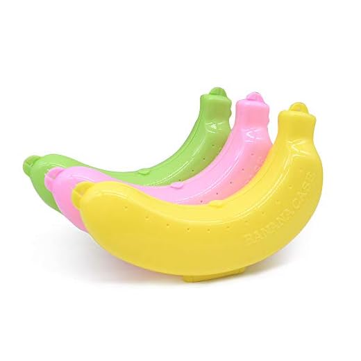 STONCEL 3X Plástico de viaje al aire libre Banana forma caja de la caja de la caja de almacenamiento de contenedores de frutas (rosa / verde / amarillo)