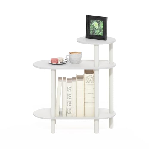 Furinno Turn-N-Tube Side Table, 3-Tier Narrow Sofa End Table with Oval Shelf, Night Stand, Bedside Table, Toolless Assembly, for Living Room, Bedroom, White - image 4