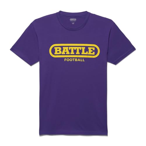 Battle Sports Original Football T-Shirt, Purple/Yellow, X-Large