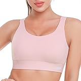 女性用ハイインパクトスポーツブラ、ラージバスト、成形カップスポーツブラ、女性用ハイサポート、ワイヤレスワークアウトブラ(6403), 6403-ピンク, X-Large