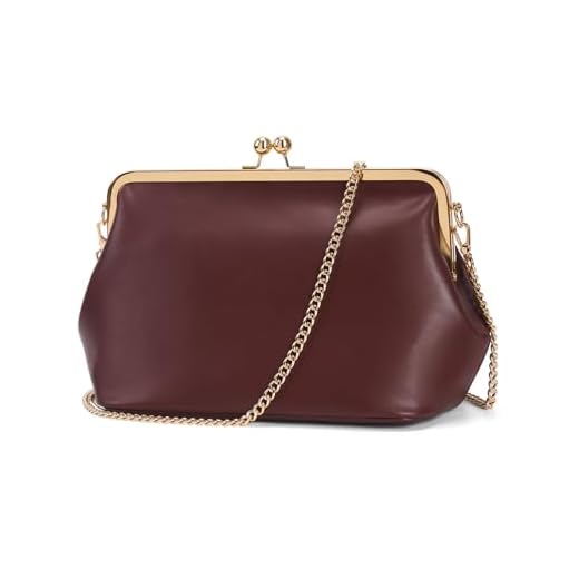 CATSEA Women's Kiss Lock Crossbody Bag PU Medium Handbags Kiss Clasp Crossbody Shoulder Bags Tote Purse Messenger Handbag