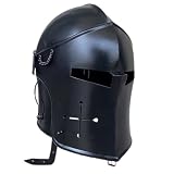 AnNafi® Medieval Barbuta Helmet, Great Metal Helm Black Wearable Knight Templar Crusader Armor Helmet for LARP, Cosplay, Halloween Costume & Medieval Collectors | Knights Helmet