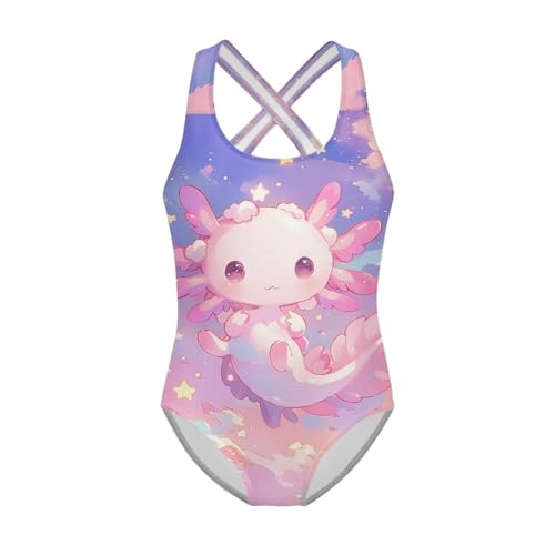 Image of Girls One Piece Swimsuits Teens Sleeveless Back Cross Strap Bathing Suit Kids Quick Dry Cute Beach Swimwear(5-14)