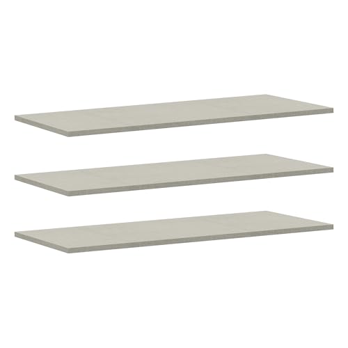 Forte EDWAL Einlegeböden 90, 3er Set für Kleiderschränke, Zubehör, Holzwerkstoff, Grau Textilnachbildung Grau Holzdekor, 87,1 cm beit x 42 cm hoch x 1,5 cm tief