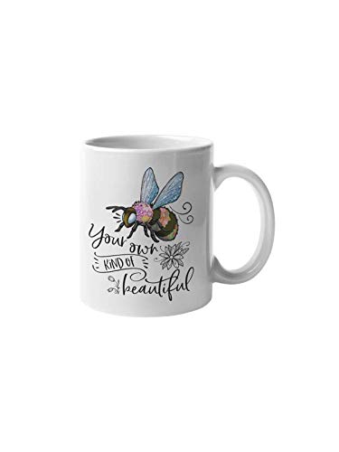 Bee Your Own Kind of Beautiful Coffee Mug Cute Funny Be Yourself Motivation Inspiration 11-ounce White Ceramic Cup CMP00087