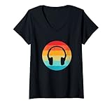 Photo Gallery donna cuffie silhouette retro vintage sunset anni 80 distressed maglietta con collo a v Photo Gallery donna cuffie silhouette retro vintage sunset anni 80 distressed maglietta con collo a v