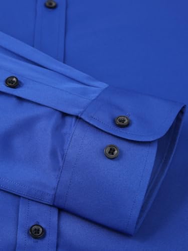 corfty Men Long Sleeve Dress Shirt - Regular Fit Stretch Free-Wrinkle Button Down Shirt4