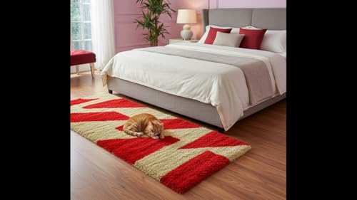 Image of Fluffy Silky Micro Fiber Polyster Carpet /Runner for Bedroom, Study Room, Playing Room, Guest Room ETC. 2x6 feet Feet, (P-1)