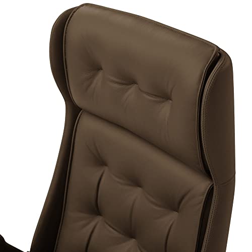 Zuri Rockefeller Genuine Leather Aluminum Base High Back Executive Chair - Dark Brown #TOP7