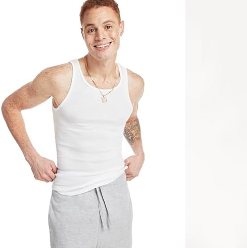 Hanes Mens ComfortSoft 6 Pack Tagless A-Shirts Undershirts, White, Large US - 5