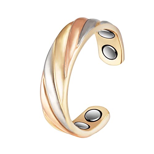 MagCopper Bague magnétique tendance pour femme en 3 couleurs or, argent, or rose, cuivre, taille réglable