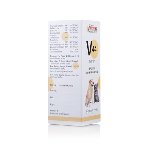 Bakson Veterinary V44 Epilepsy Drops for Pets | Natural Homeopathic Distress Aid | Supports Seizure, Convulsion & Tremor Relief | Gentle Distemper Drops for Dogs | Safe Long-Term Pet Care – 30ML